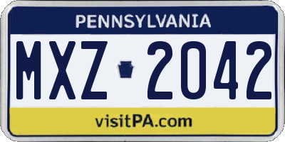 PA license plate MXZ2042