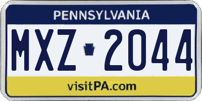 PA license plate MXZ2044