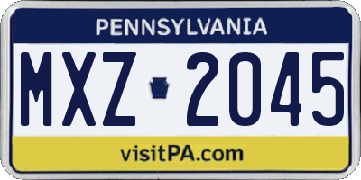 PA license plate MXZ2045