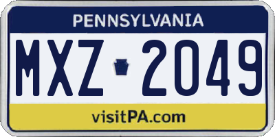 PA license plate MXZ2049