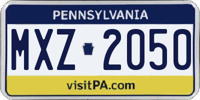 PA license plate MXZ2050