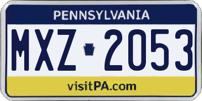 PA license plate MXZ2053