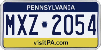 PA license plate MXZ2054