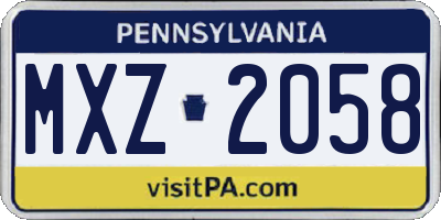 PA license plate MXZ2058
