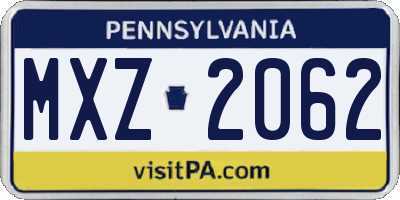 PA license plate MXZ2062