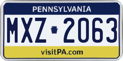 PA license plate MXZ2063
