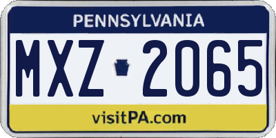 PA license plate MXZ2065