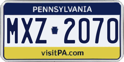 PA license plate MXZ2070