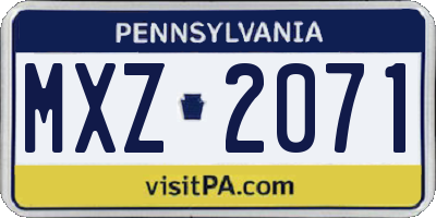 PA license plate MXZ2071