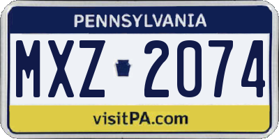 PA license plate MXZ2074