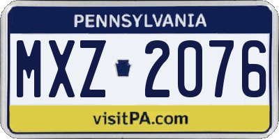 PA license plate MXZ2076
