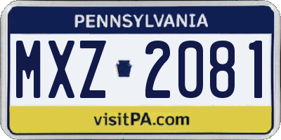 PA license plate MXZ2081
