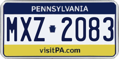 PA license plate MXZ2083