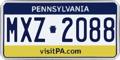 PA license plate MXZ2088