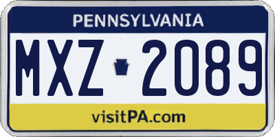 PA license plate MXZ2089