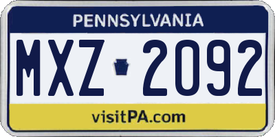 PA license plate MXZ2092