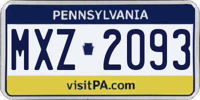 PA license plate MXZ2093
