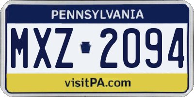 PA license plate MXZ2094