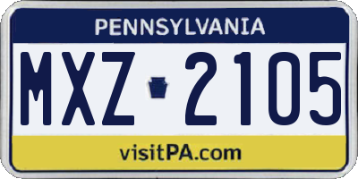 PA license plate MXZ2105