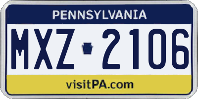 PA license plate MXZ2106