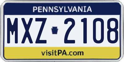 PA license plate MXZ2108
