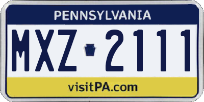 PA license plate MXZ2111