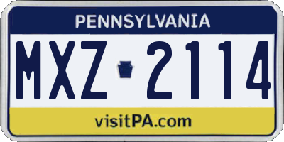 PA license plate MXZ2114