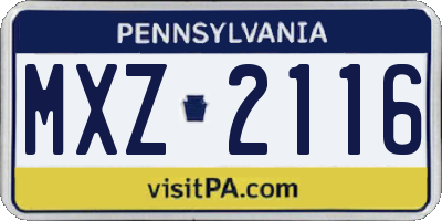 PA license plate MXZ2116