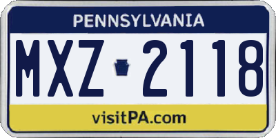 PA license plate MXZ2118