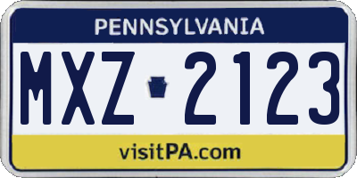 PA license plate MXZ2123