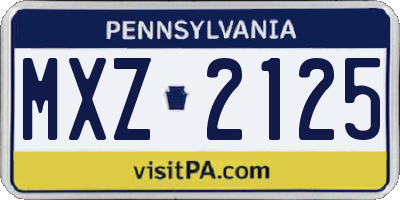 PA license plate MXZ2125