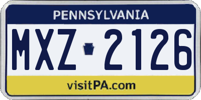 PA license plate MXZ2126