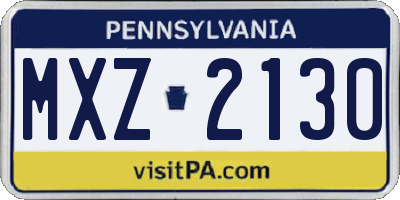PA license plate MXZ2130