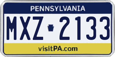 PA license plate MXZ2133