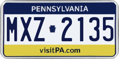 PA license plate MXZ2135