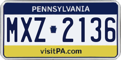PA license plate MXZ2136