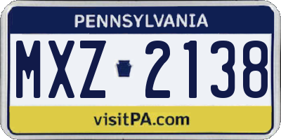 PA license plate MXZ2138