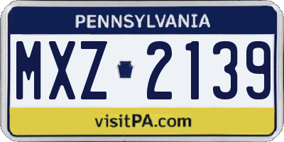 PA license plate MXZ2139