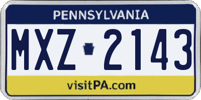 PA license plate MXZ2143