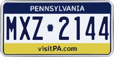 PA license plate MXZ2144