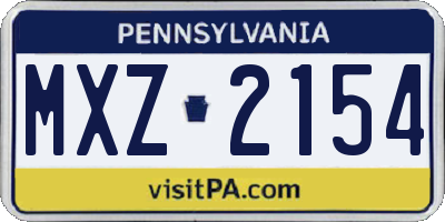 PA license plate MXZ2154