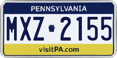 PA license plate MXZ2155