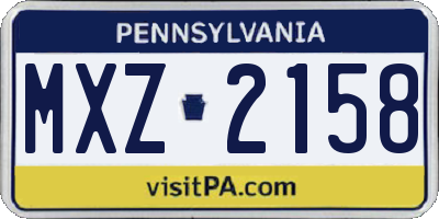 PA license plate MXZ2158