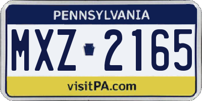PA license plate MXZ2165