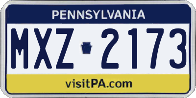 PA license plate MXZ2173