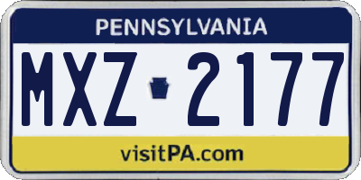 PA license plate MXZ2177