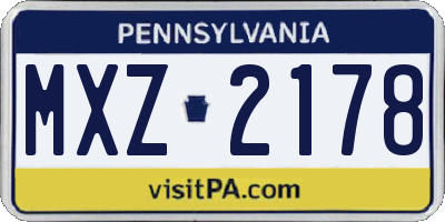 PA license plate MXZ2178