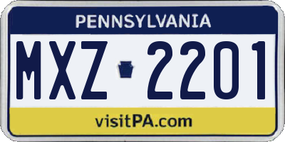 PA license plate MXZ2201