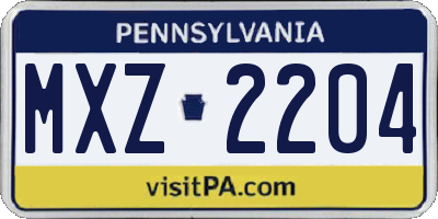 PA license plate MXZ2204