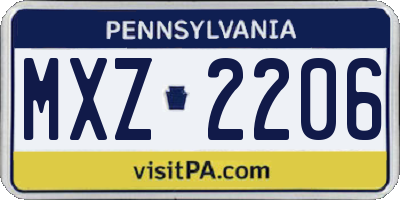 PA license plate MXZ2206